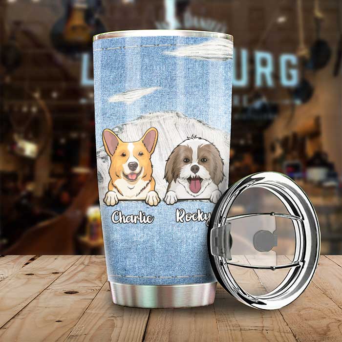 Dog Mom Jeans Texture - Personalized Tumbler