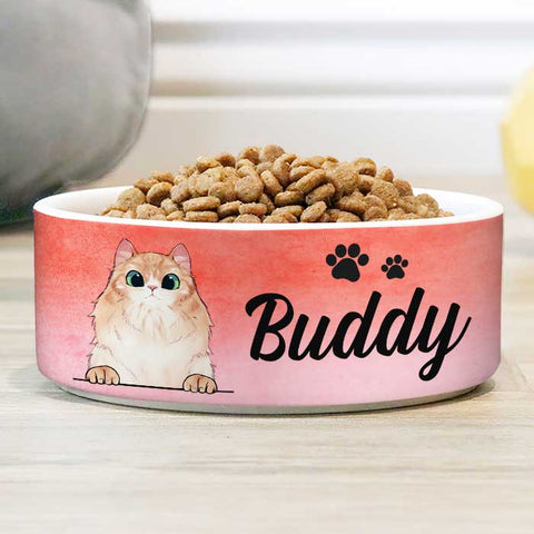 Pink Coral, Gift For Cat Lovers - Personalized Custom Cat Bowls