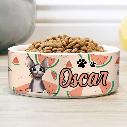 Summer Fruit, Gift For Cat Lovers - Personalized Custom Cat Bowls