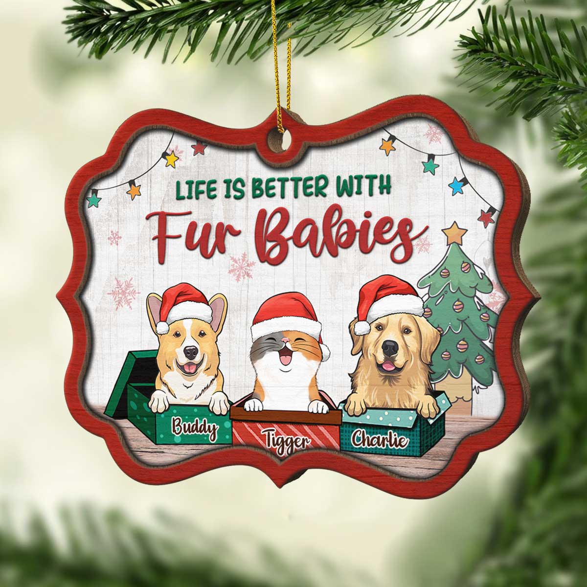 Life Is Better With Fur Babies - Personalized Shaped Ornament