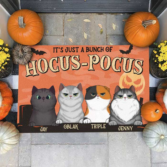 Halloween For Cats - Just A Bunch Of Hocus Pocus - Personalized Decorative Mat, Halloween Ideas