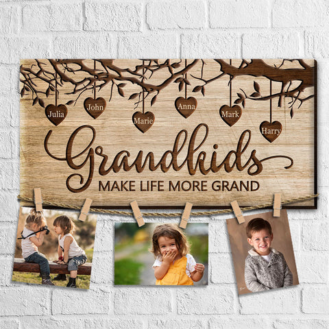 Grandkids Make Life More Grand - Personalized Display Photo Board