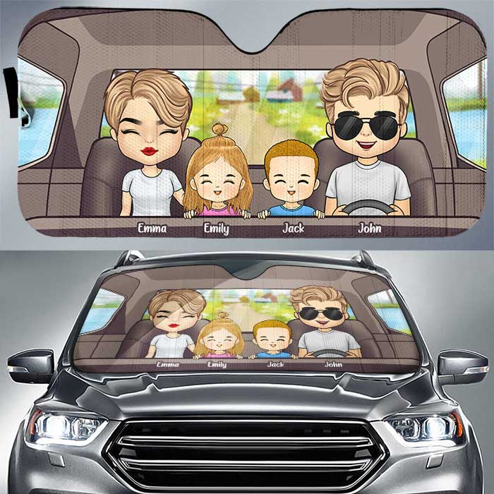 Family Trip Together - Personalized Auto Sunshade - Gift For Couples, Husband Wife