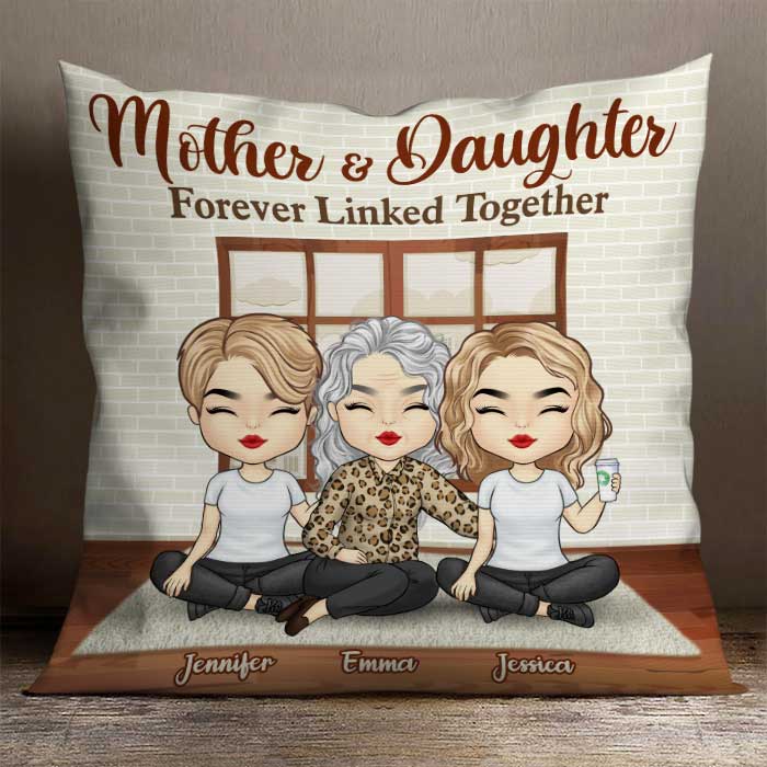 Mother And Daughter Forever Linked Together - Gift For Mom, Personalized Pillow (Insert Included)