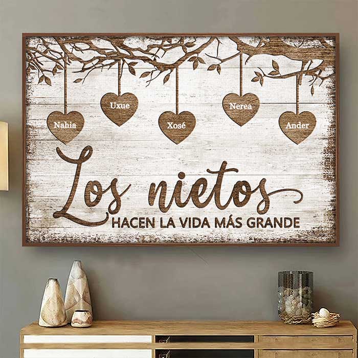 Los Nietos Hacen La Vida M?­s Grande - Personalized Horizontal Poster Spanish