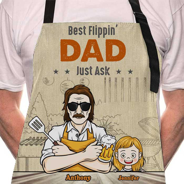 Best Flippin' Dad - Personalized Apron - Gift For Dad, Grandpa