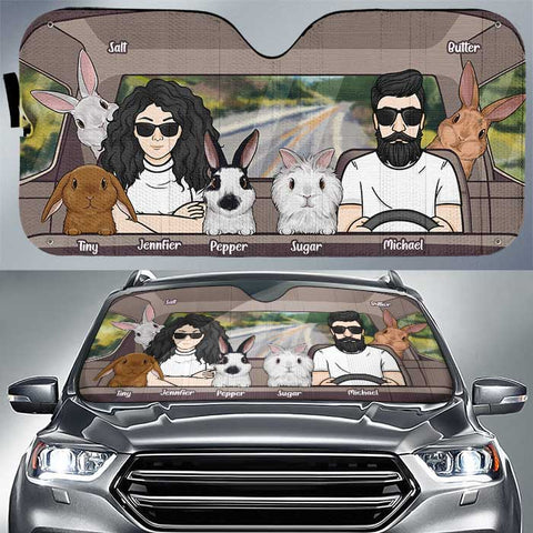 Travelling With Rabbits - Personalized Auto Sunshade - Gift For Couples, Husband Wife