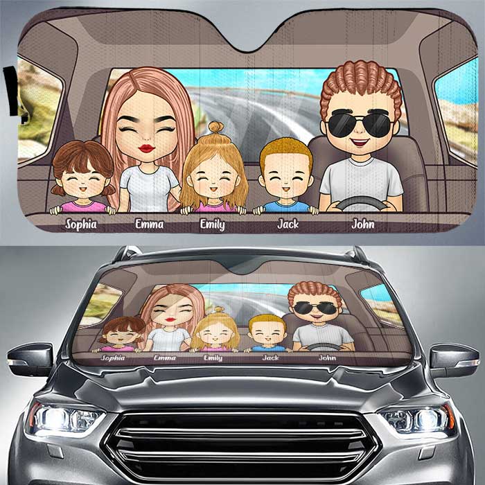 Family Trip Together - Personalized Auto Sunshade - Gift For Couples, Husband Wife