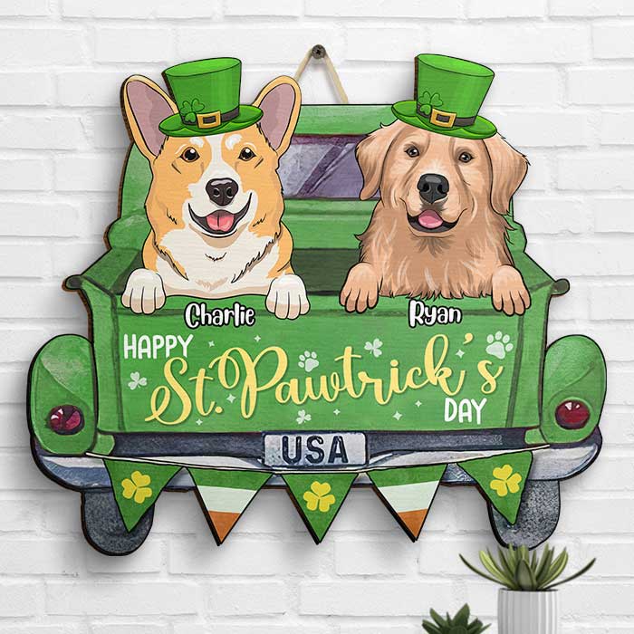 Happy St. Pawtrick's Day - Gift For Dog Lovers, St. Patrick's Day, Personalized Shaped Wood Sign