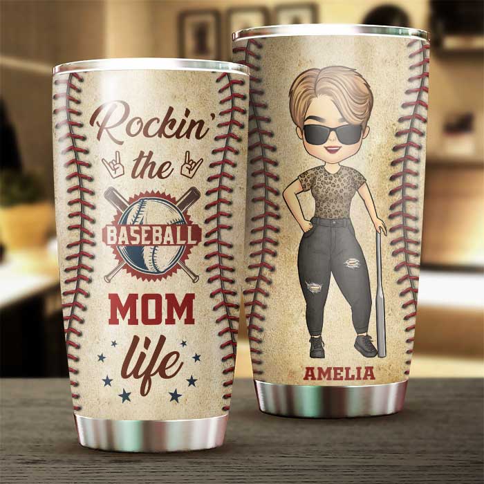 Rockin' The Baseball Mom Life - Gift For Mom, Personalized Tumbler