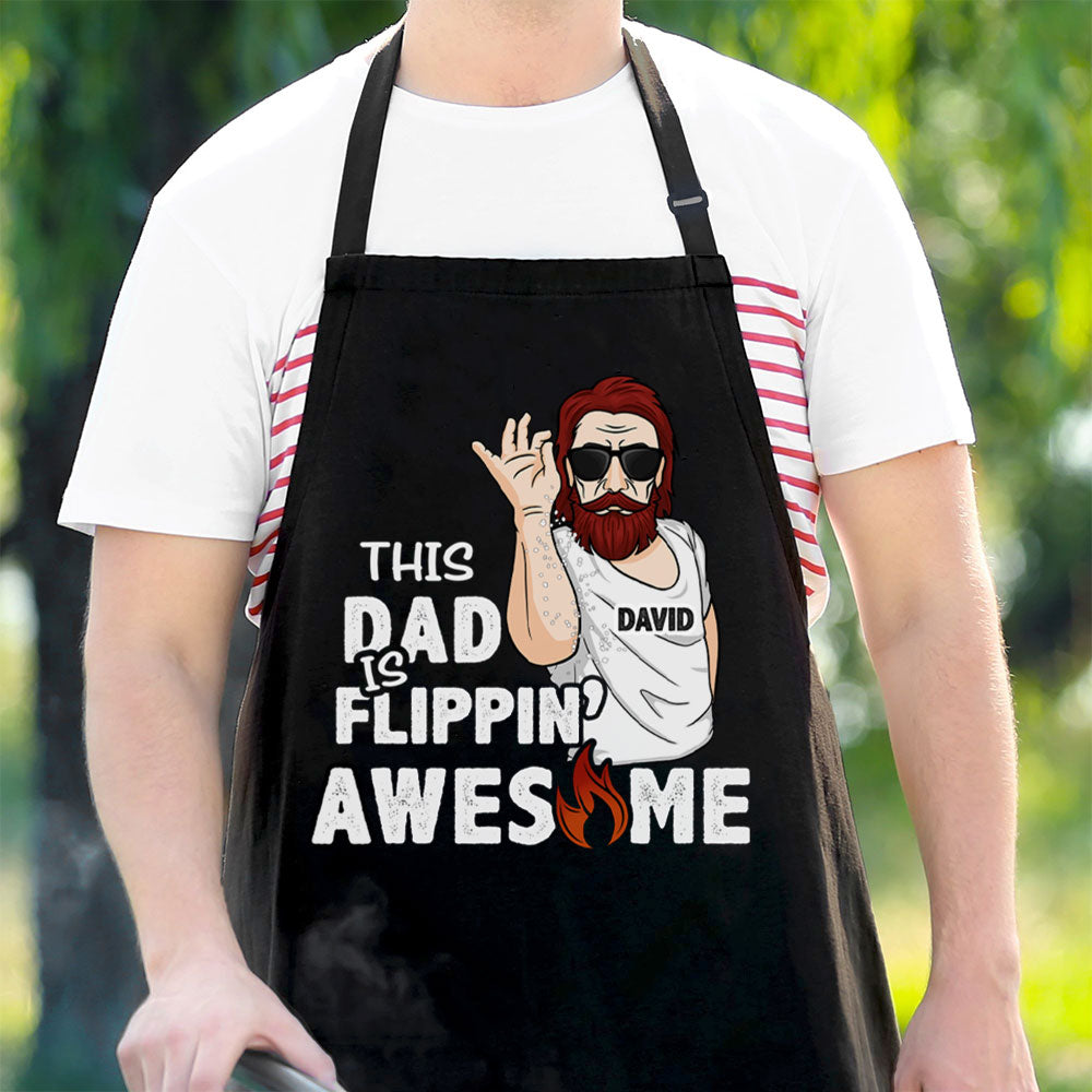 This Dad Is Flippin' Awesome - Gift For Dad, Gift For Grandpa - Personalized Apron