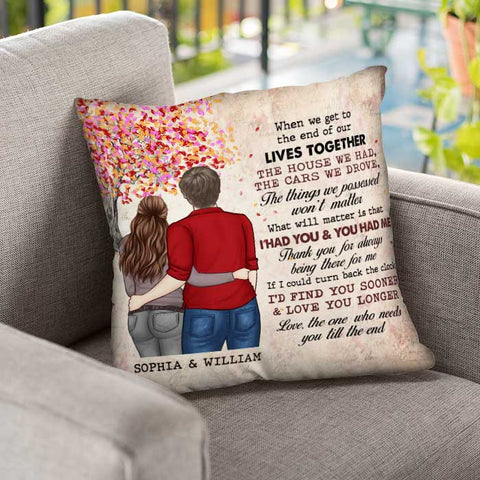 I Wish I'd Find You Sooner And Love You Longer - Gift For Couples, Personalized Pillow (Insert Included)