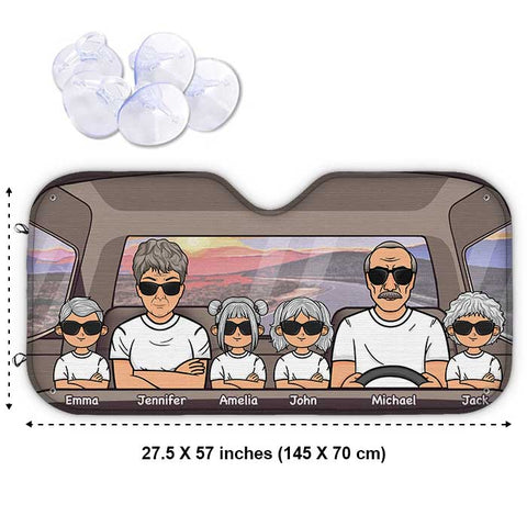 Happy Family Trip - Personalized Auto Sunshade - Gift For Couples, Husband Wife