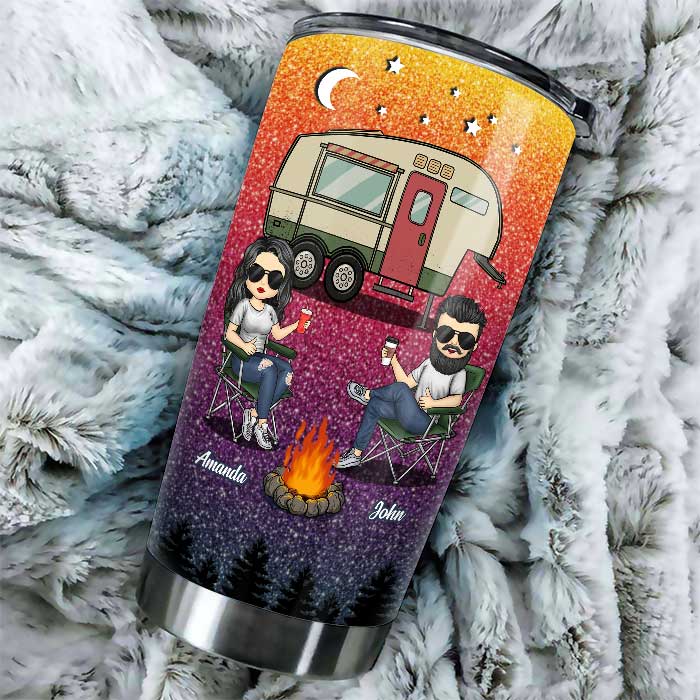 Husband & Wife Camping Partners For Life - Gift For Camping Couples, Personalized Tumbler