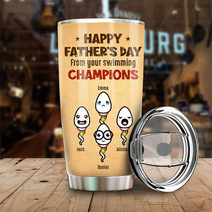 From Your Swimming Champions Happy Father's Day - Gift For Dad, Gift For Father's Day - Personalized Tumbler
