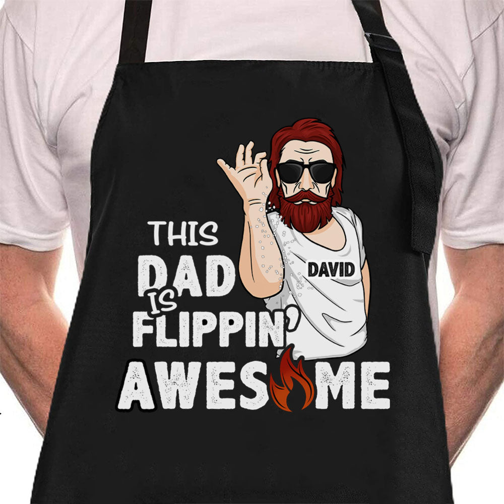 This Dad Is Flippin' Awesome - Gift For Dad, Gift For Grandpa - Personalized Apron