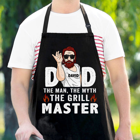 Dad The Man The Myth The Grill Master - Gift For Dad, Gift For Grandpa - Personalized Apron