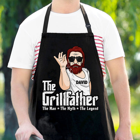 The Grillfather - Gift For Dad, Gift For Grandpa - Personalized Apron