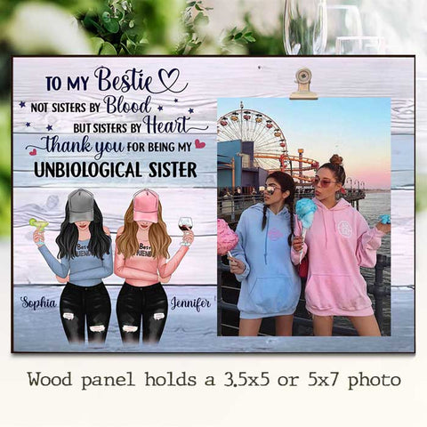 Sisters By Heart - Gift For Bestie -  Personalized Photo Frame