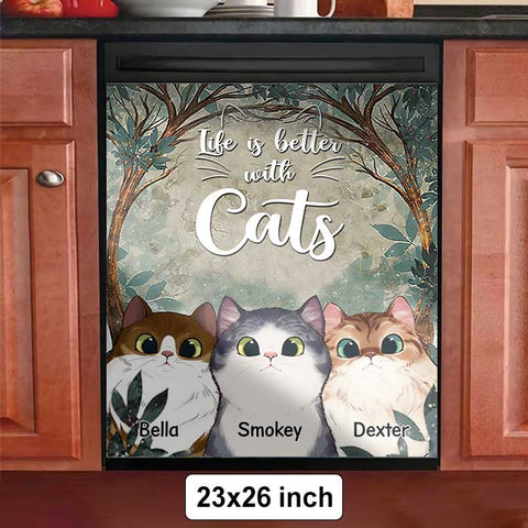 Life Is Better With Cats - Personalized Dishwasher Cover