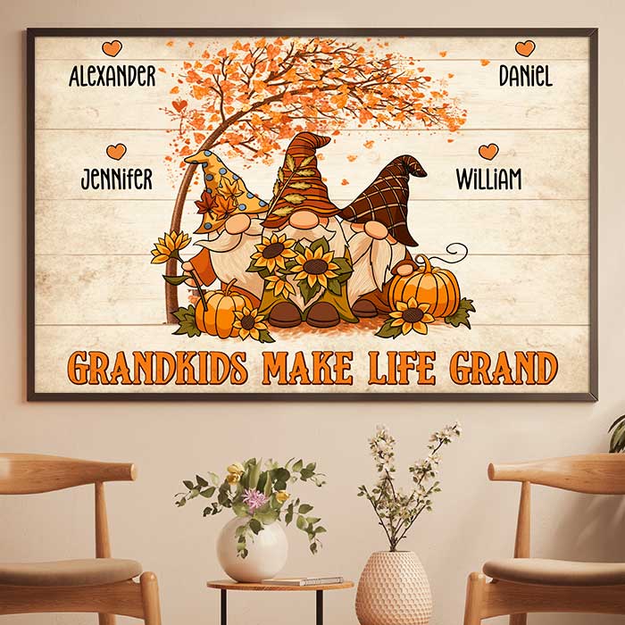 Grandkids Make Life Grand - Personalized Horizontal Poster