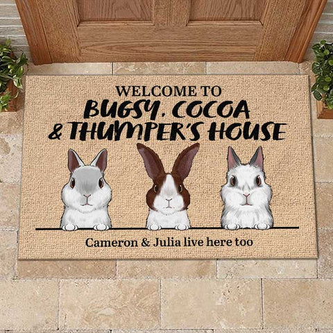 Welcome To The Rabbit's House Bunny - Personalized Decorative Mat