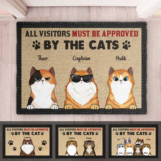 All Visitors Must Be Approved By The Cool Cats - Funny Personalized Decorative Mat