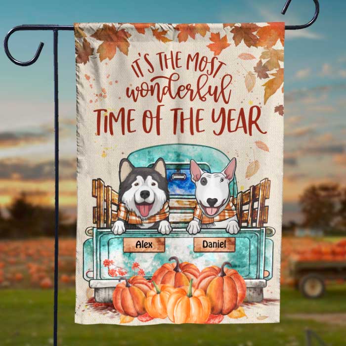Halloween For Dogs - ItŸ??s The Most Wonderful Time Of The Year - Personalized Funny Dog Flag, Halloween Ideas.