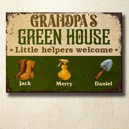 Grandpa's Garden - Little Helpers Welcome - Personalized Metal Sign