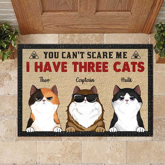 You Can't Scare Me I Have Three Cats - Funny Personalized Decorative Mat