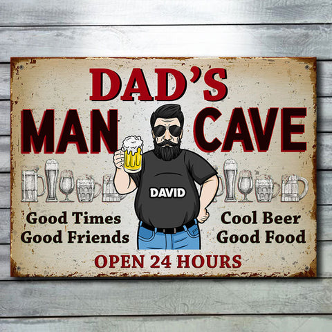 Dadƒ??s Man Cave Good Times Good Friends - Gift For Dad, Grandpa - Personalized Metal Sign