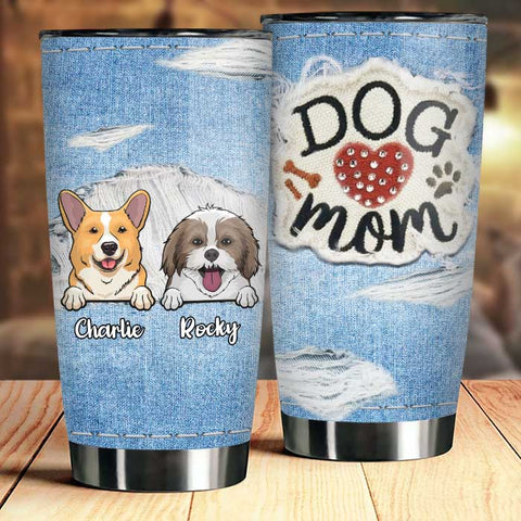 Dog Mom Jeans Texture - Personalized Tumbler