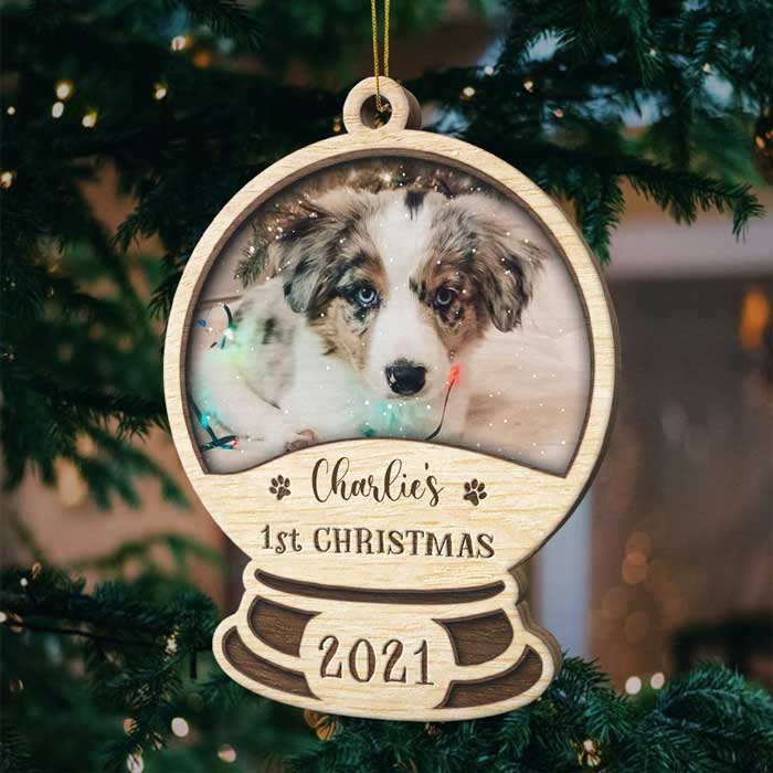 First Christmas 2021 Snowball - Upload Pet Photo - Personalized Shaped Ornament