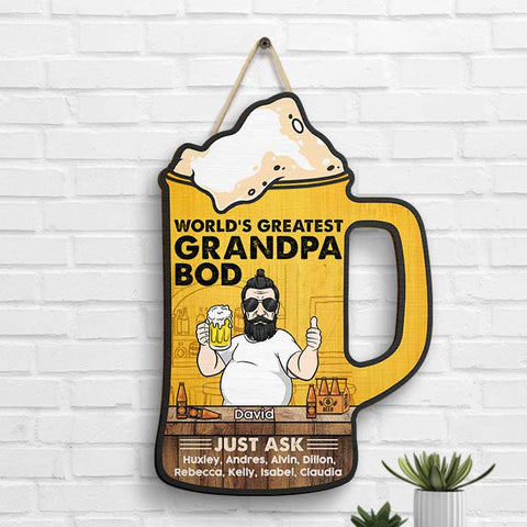 World's Greatest Dad Bod - Gift For Dad, Grandpa - Personalized Shaped Wood Sign