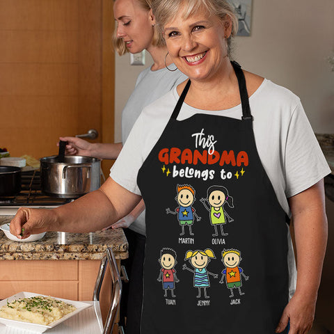 This Grandma Belongs To Grandkids - Gift For Mom, Gift For Grandma - Personalized Apron