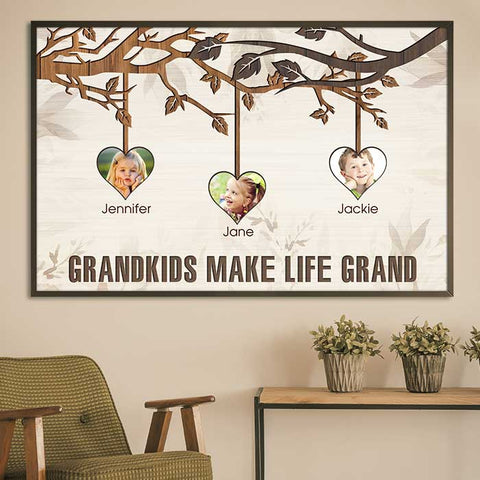 Let Grandkids Make Life Grand - Personalized Horizontal Poster
