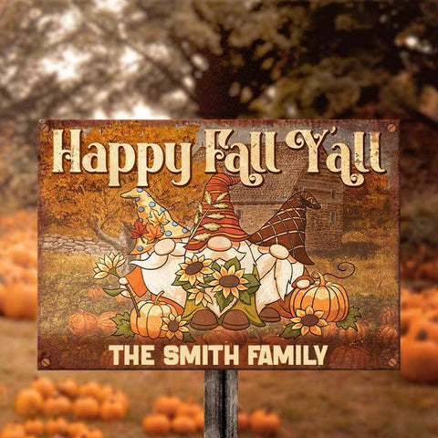 Happy Fall Y'all - Personalized Metal Sign, Halloween Ideas.