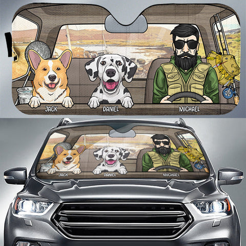 Man And His Dogs - Personalized Dog Auto Sun Shade