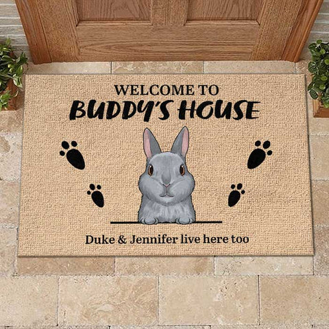 Welcome To The Rabbit's House Bunny - Personalized Decorative Mat
