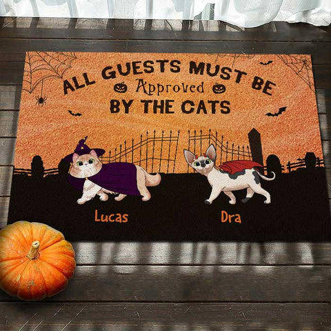 Halloween For Cats - All Guests Must Be Approved By The Cats - Personalized Decorative Mat