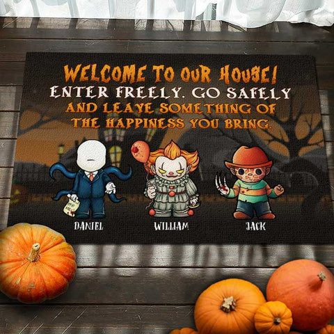 Leave Something Of The Happiness You Bring - Personalized Decorative Mat, Halloween Ideas.