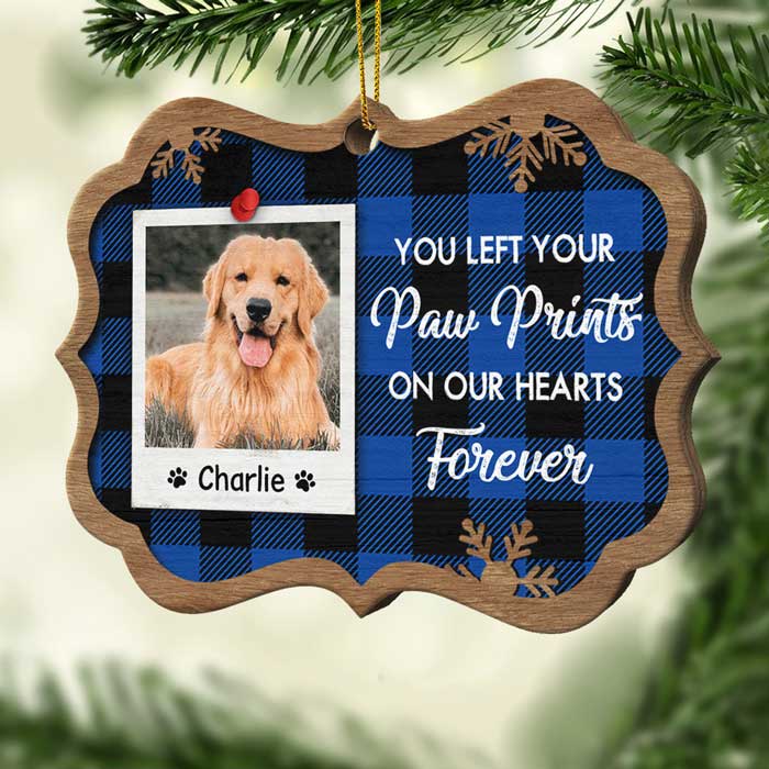 You Left Your Paw Prints On Our Hearts Forever - Personalized Shaped Ornament