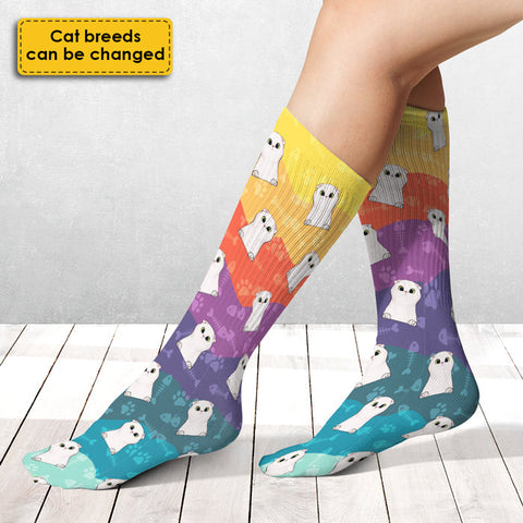 Colorful Wavy - Gift For Cat Lovers - Personalized Socks