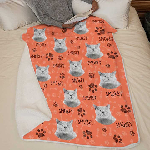 Colorful Upload Pet Image - Gift For Cat Lovers - Personalized Blanket