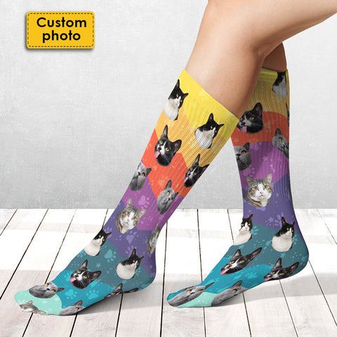 Colorful Wavy - Upload Image, Gift For Pet Lovers - Personalized Socks