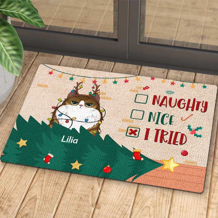 On The Naughty List - We Regret Nothing - Personalized Decorative Mat