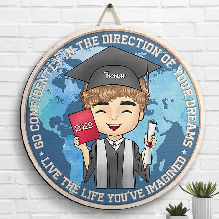 Live The Life You've Imagined - Personalized Shaped Wood Sign - Graduation Gift