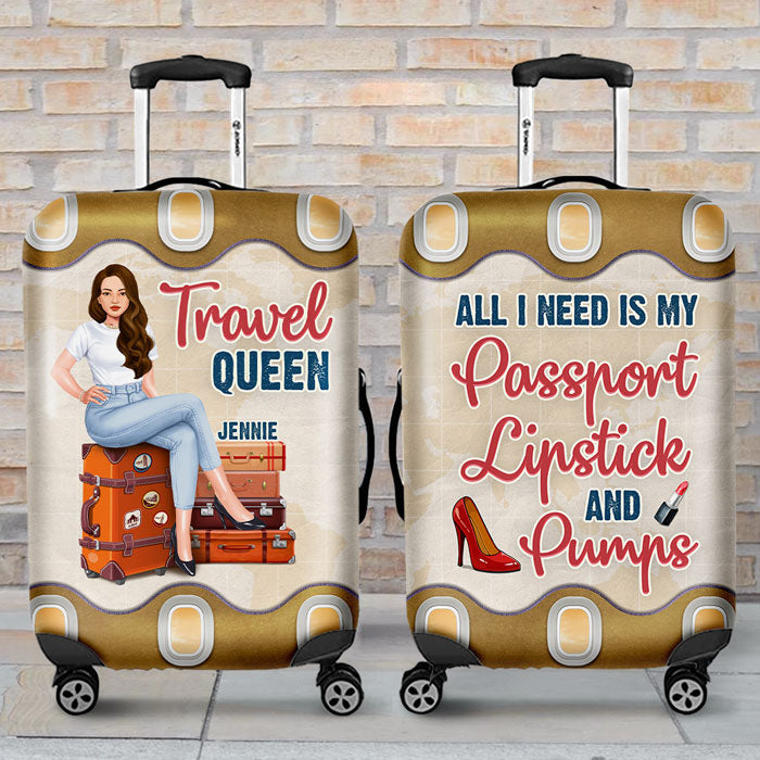 Travel Queen - Personalized Luggage Cover - Gift For Bestie