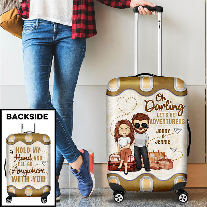 I'll Go Anywhere With You - Personalized Luggage Cover - Gift For Couples, Husband Wife
