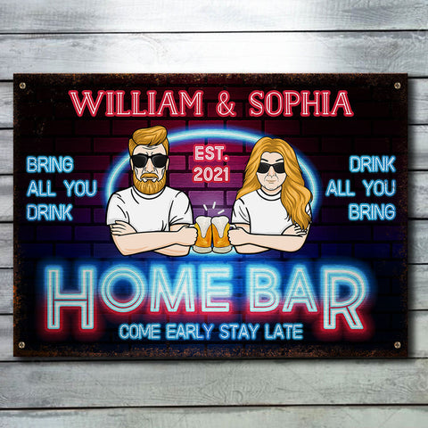 Bring All You Drink Drink All You Bring - Gift For Couples, Husband Wife, Personalized Metal Sign